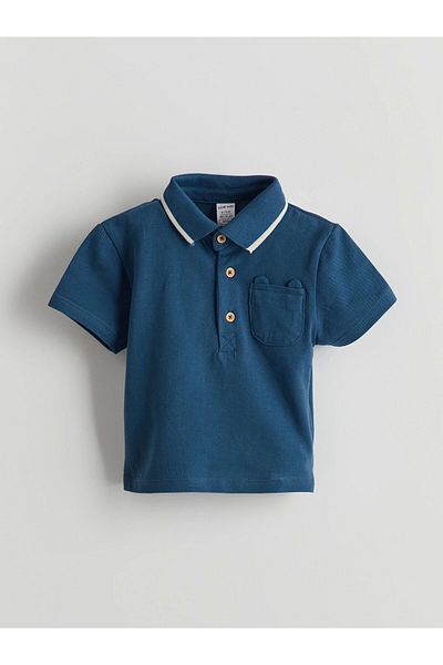 LC Waikiki Lcw Baby Navy Blue Polo Neck Baby Boy T-Shirt and Pants 2-Pack