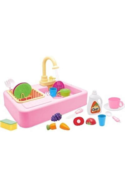 MOODİES Modern Çeşmeli Lavabo Seti Mavi Pilli Mutfak Oyuncak Seti