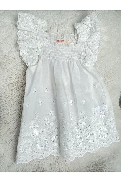 Hubb Baby Girl Scallop Dress Summer White Lace Dress