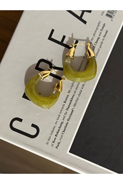 moreist Yağ yeşili angled küpe