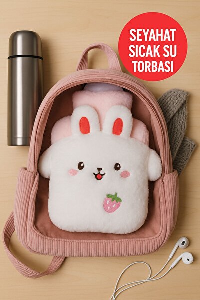 TOYFEST Sevimli Tavşan Figürlü Sıcak Su Torbası – Peluş Eldivenli, 500 ml