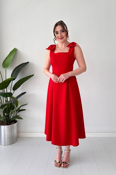 MaziButik Double Bow Dress Red