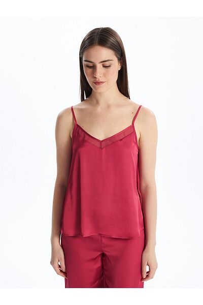 LC Waikiki Set pijama de damă din satin cu bretele drepte cu decolteu în V