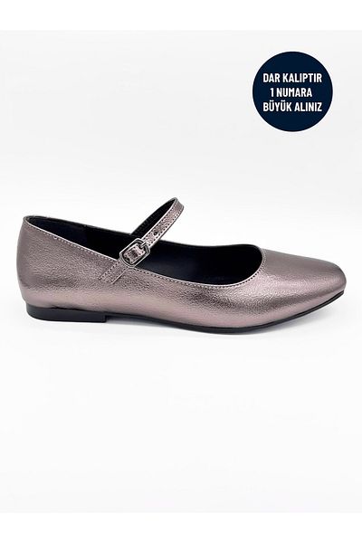 MAGGIO Women's Rose Patent Leather Mary Jane Ballerina Comfortable Sole Narrow Fit Buy One Size Larger