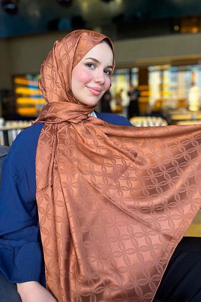 Sultan Eşarp Sultan Jacquard Shawl - Flower Pattern - Slj001-06 - Tile