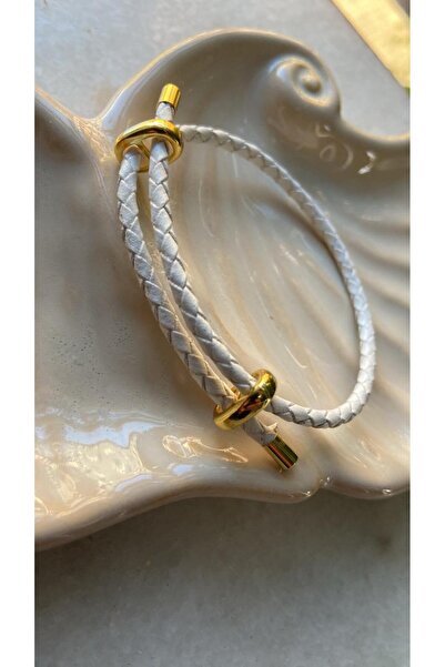 ZRN AKSESUAR سوار جلد أبيض اللون أنيق