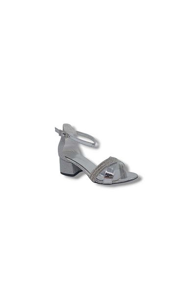 Zerhan 170 Girl's Gray Stone Banded Heeled Shoes
