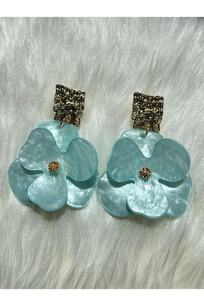 Lavienta Blue Flower Model 5 cm Large Vip Earrings