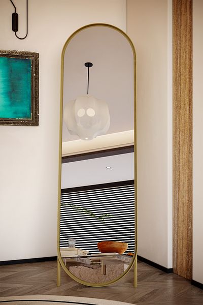 Marsah Home Oglinda De Podea Cu Suport Helis 180x50 Cm Auriu