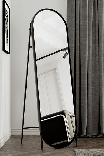 Marsah Home Floor Mirror with Stand Helis 180x50 Cm Black