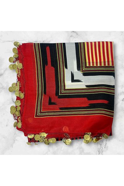 MODA Black Sea Souvenir Sequin Writing Shawl