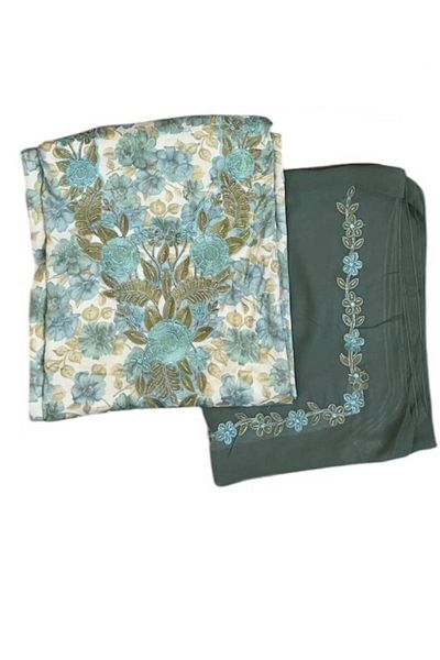 Generic Green Indonesian silk makhawer fabric (fabric + scarf)