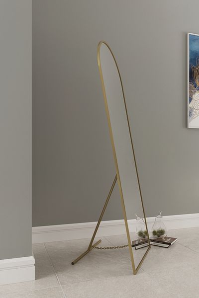 Marsah Home Oglinda Semiovala De Podea Cu Suport 180x60 Cm Auriu