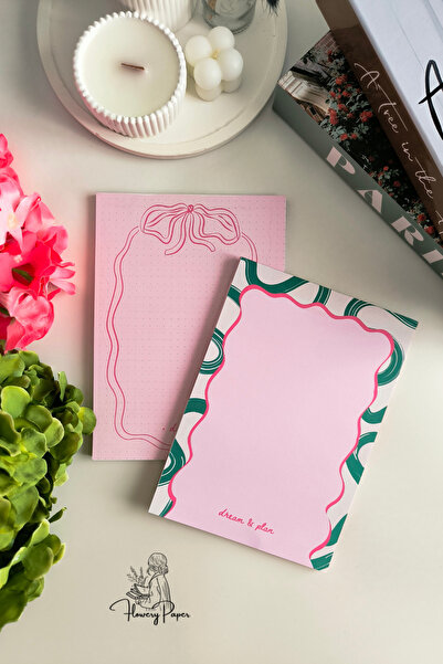 Flowery Paper 2'li Notepad Set - Memopad,check List ,not Defteri ,bloknot ,no...