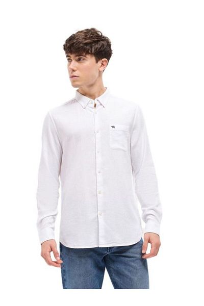 The Bear House Men's White Solid Slim Fit Casual Shirt for Every Occasion