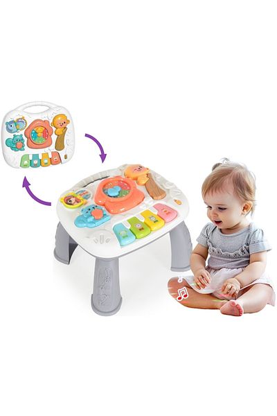 Smart Vibe Masuta de Activitati Muzicale 2in1 Multifunctional FunkyTime™ cu Lumini, Sunete Animale, Pian cu T