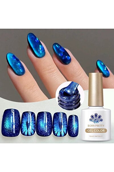 Born Pretty Blue Ore Crystal Cat Magnetic Gel/Kuzey Mavisi Kedi Gözü Kalıcı O...