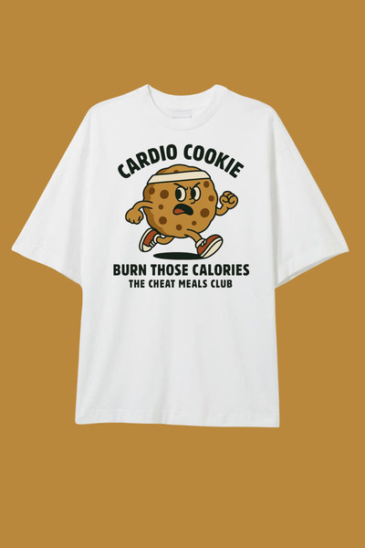 Dupe Design Cardio Cookie Gym Printed Oversize T-Shirt