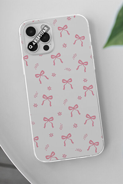 Q Aksesuar Tecno Camon 19 Pro Uyumlu Pembe Kurdele Tasarımlı Şeffaf Telefon K...