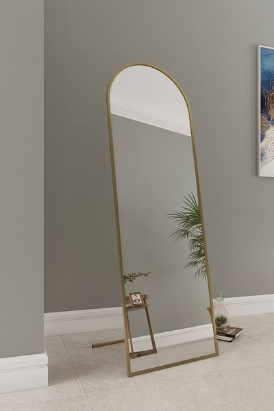 Marsah Home Oglinda Semiovala De Podea Cu Suport 180x60 Cm Auriu