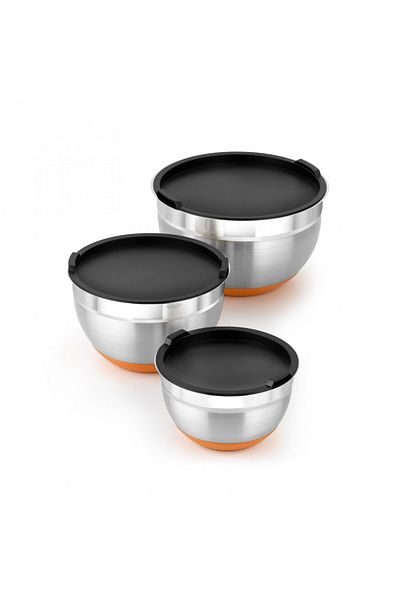 Bra Set of 3 BRA Eficient bowls, stainless steel, with lid, 16-20-24 cm
