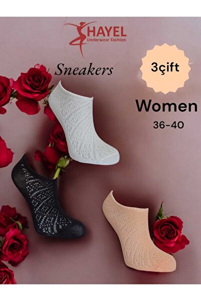 HAYEL 3 чифта многоцветни мрежести маратонки с квадратен модел, стилен дизайн, висококачествени памучни чорапи