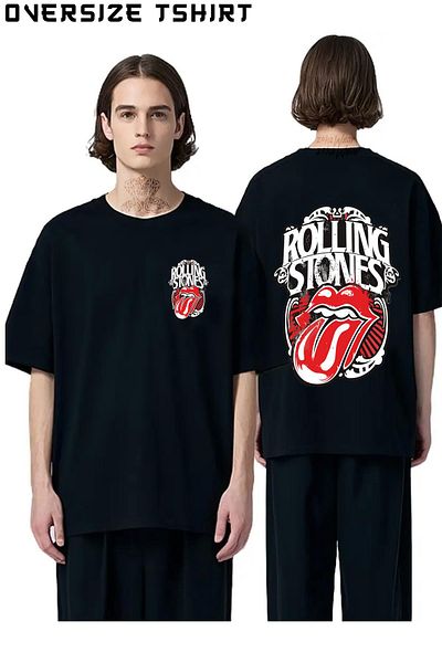 ZOKAWEAR The Rolling Stones Custom Back Printed Oversize T-Shirt