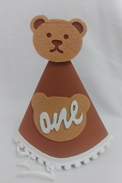 Laviyosa Retro Teddy Bear Themed One Hat 1 Year Old Birthday Hat Cowl One 1 Y...