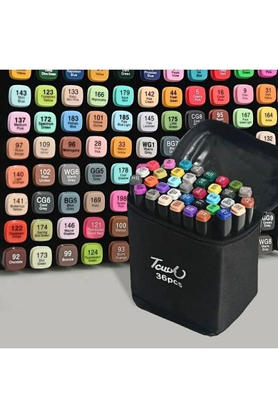 Çılgıntrend Set of 36 Professional Marker Paint Pens with Bag