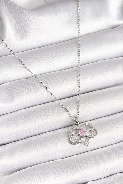 Skygo 316L Steel Silver Color Chain Zircon Stone Infinity Heart Model Women's Necklace - Tj-Bko9864