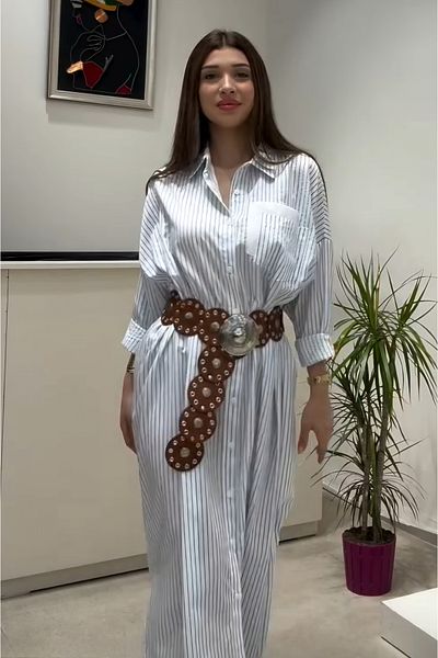 Şamdan Rochie lungă cu guler cămașă cu nasturi