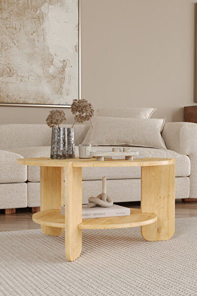 OBİ Atölye TOVE İskandinav Orta Sehpa 72 cm, Raflı Bohem Orta Sehpa