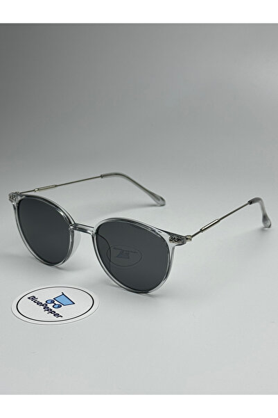 BluePepper نظارة شمسية هيرا شفافة بإطار دائري زجاج أسود اللون 50 بطاقة