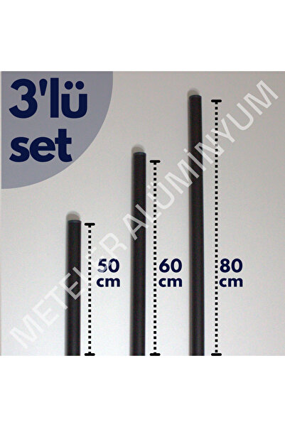 MTE HOME Siyah Alüminyum Oklava 3'lü Set