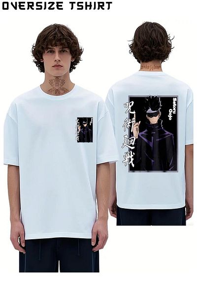 ZOKAWEAR Jujutsu Kaisen Satoru Gojo Char Back Printed Oversize T-Shirt