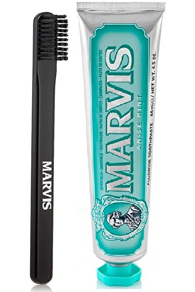 Marvis Anise Mint Beyazlatıcı Diş Macunu 85 ml Ve Black Orta Sert Diş Fırçası