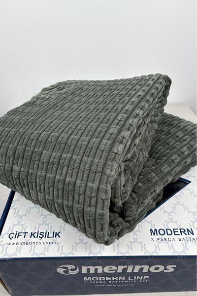 Çeyiz Diyarı Merinos Twist Single Blanket Set Anthracite