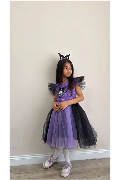 EXTRAÇARŞI Kuromi Printed Crown Girl Dress 3/10 Years