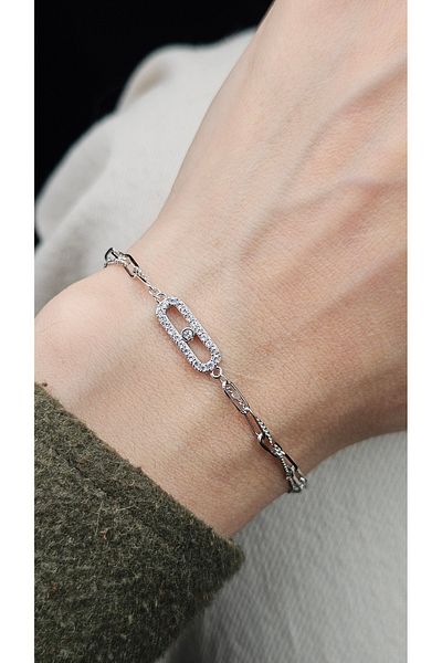 stainless steell 316L Medical Steel Bracelet with Zircon Stone Detail