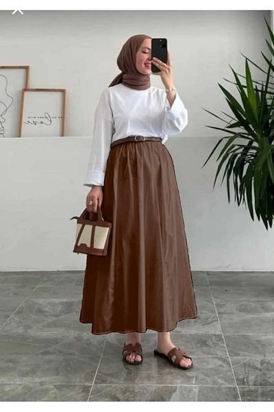 GOOD&DESS Μακριά ελαστική casual φούστα από ύφασμα ποπλίνα