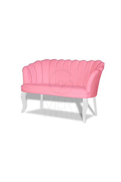Home Papatya İkili Koltuk Pembe Renkli Ahşap Ayaklı Bahçe Balkon Salon Çay Se...