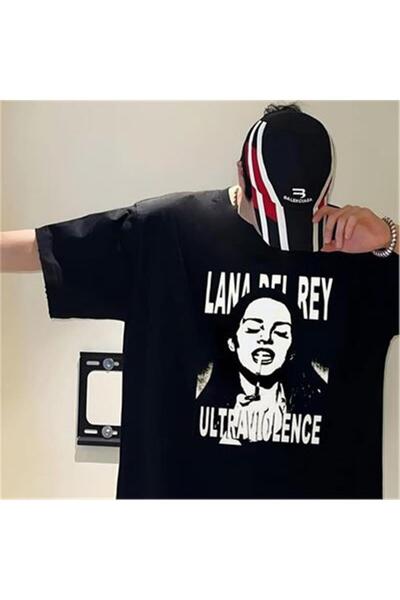 galaxy boutique Μπλουζάκι με κοντό μανίκι με μαύρο χρώμα Lana Del Rey Ultravi...