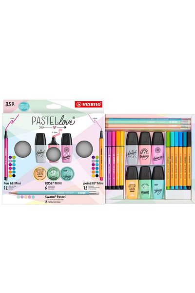 Stabilo 35 Pieces Highlighter and Pastellove Mini Pen Set - EO77/5-9