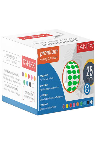 Tanex Nokta Etiketi 25 Mm Yeşil 2500 Li Tekli Kutu