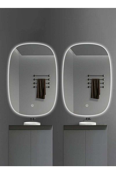 Taimi Set of 2 LED Bathroom Mirror Smart Touch Control 3 Adjustable Temperatures for Bathroom 90x70cm