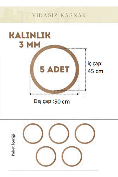 Rapithwin 50 см дерев'яний обруч без гвинтів, 5 штук, товщина 3 мм (2,7 мм)