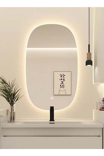 Taimi Set of 2 LED Bathroom Mirror with Smart Touch Control 3 Temperature Settings for Bathroom 60x40cm