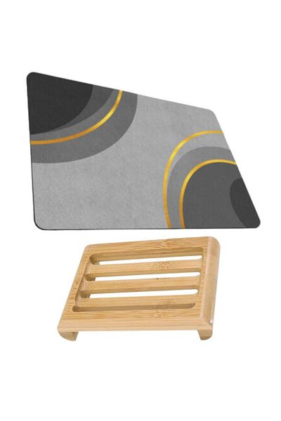 Evelise Ultra absorbent, anti-slip bath mat, Diaton material, Circles model, 50 x 80 cm and Soap
