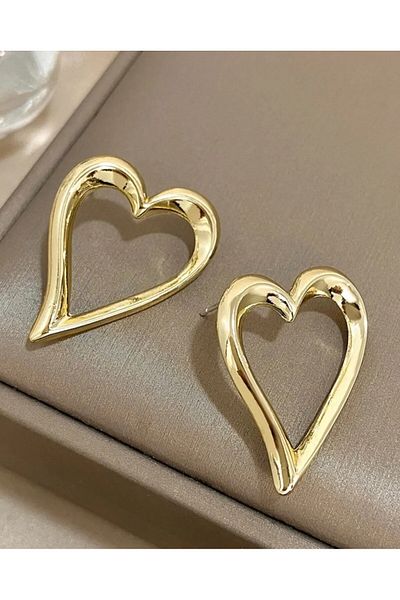 HISCOSMETIC Women's Gold Big Heart Earrings