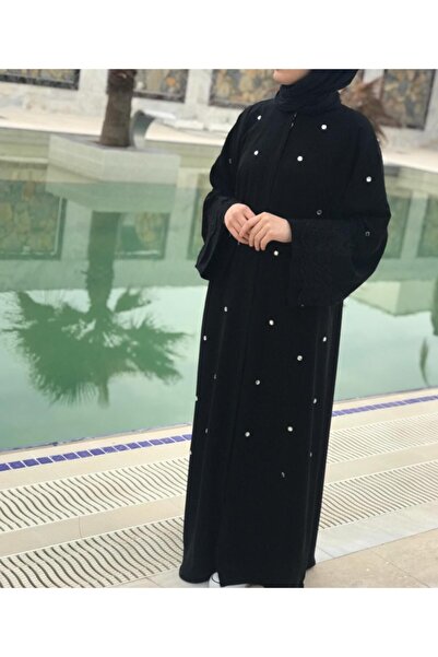 NAKŞİDİL Taşlı Siyah Abaya Ferace